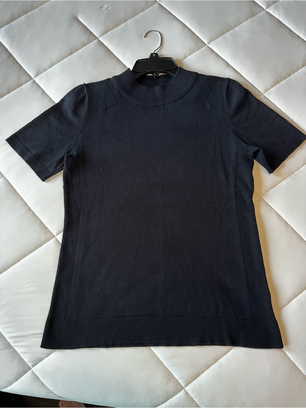 Allison Daley Black Short-Sleeve Mock Neck Top